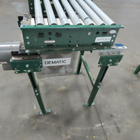 Rapistan Dematic 25"W x 24"L 22"BF Belt Driven Roller Conveyor 50FPM W/Legs 3Ph