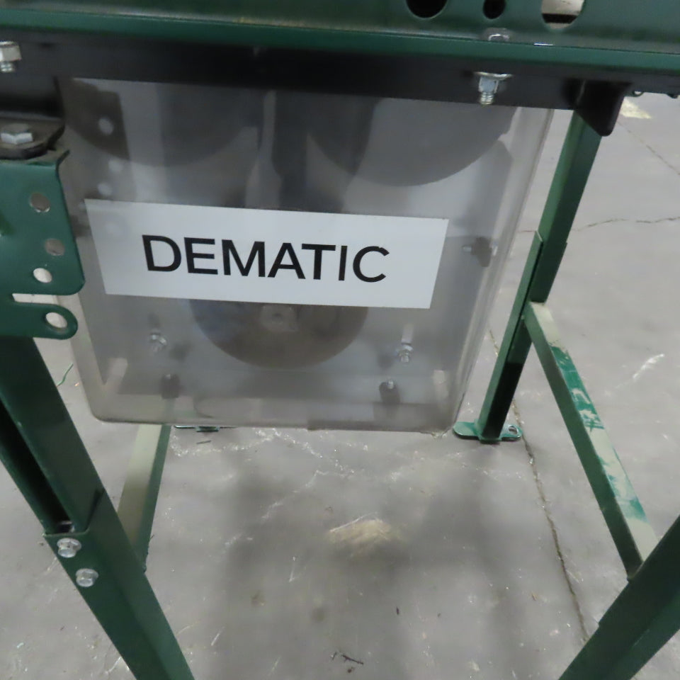 Rapistan Dematic 25"W x 24"L 22"BF Belt Driven Roller Conveyor 50FPM W/Legs 3Ph