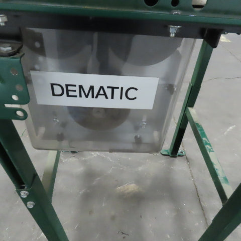 Rapistan Dematic 25"W x 24"L 22"BF Belt Driven Roller Conveyor 50FPM W/Legs 3Ph