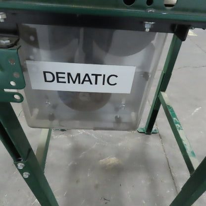 Rapistan Dematic 25"W x 24"L 22"BF Belt Driven Roller Conveyor 50FPM W/Legs 3Ph