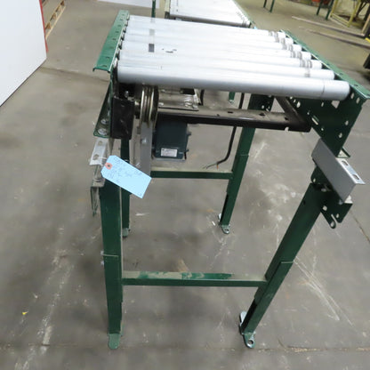 Rapistan Dematic 25"W x 24"L 22"BF Belt Driven Roller Conveyor 50FPM W/Legs 3Ph