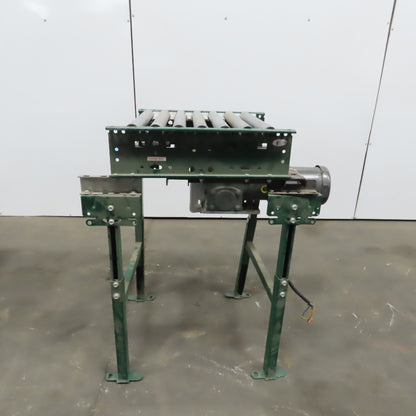 Rapistan Dematic 25"W x 24"L 22"BF Belt Driven Roller Conveyor 50FPM W/Legs 3Ph