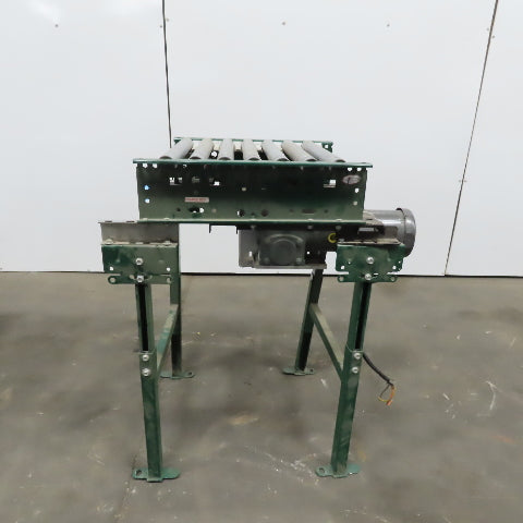 Rapistan Dematic 25"W x 24"L 22"BF Belt Driven Roller Conveyor 50FPM W/Legs 3Ph
