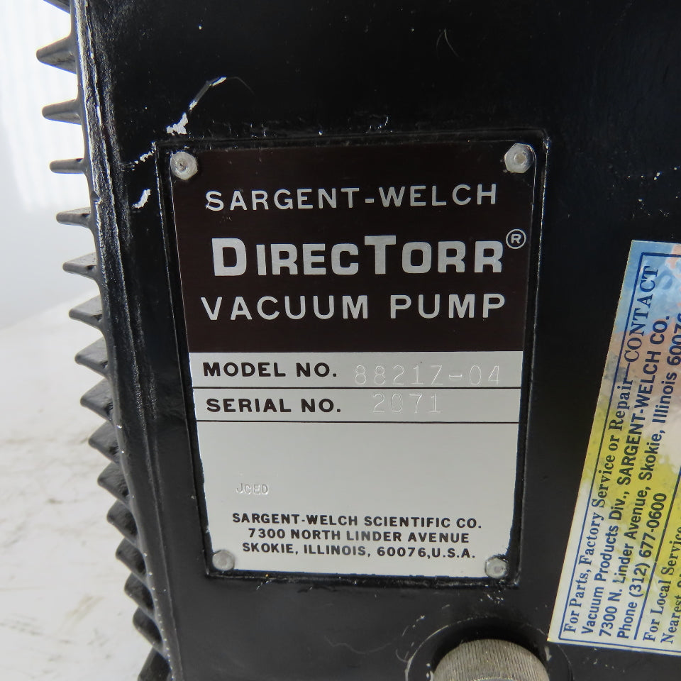 Sargent-Welch 8821Z-04 1/2Hp 1725 RPM 1Ph 50/60Hz DirecTorr Vacuum Pump