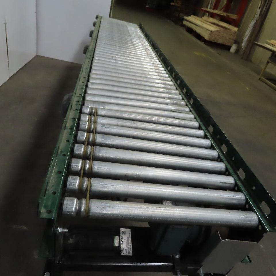 Rapistan Dematic Live Roller Accumulation Conveyor 25"x144" 60FPM W/Legs