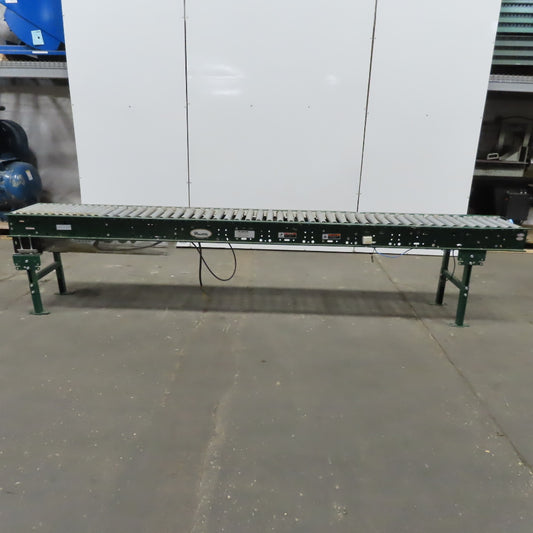 Rapistan Dematic Live Roller Accumulation Conveyor 19"x144" 60 FPM W/Legs 3Ph