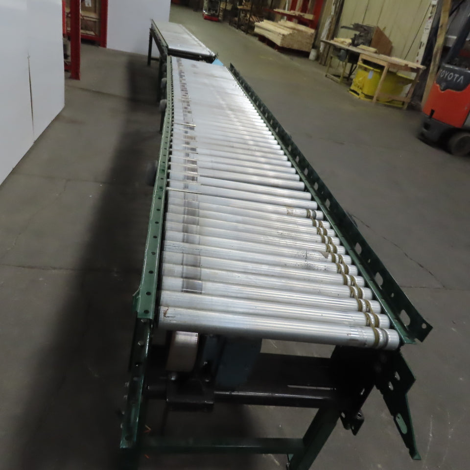 Rapistan Dematic Live Roller Accumulation Conveyor 25"x144" 60FPM W/Legs