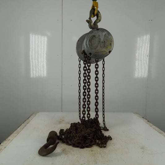 CM Model M Cyclone 1-1/2 Ton Manual Chain Fall Hoist 20' Lift 10' Pendant Chain