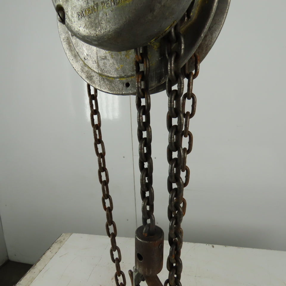 CM Model M Cyclone 1 Ton Manual Chain Fall Hoist 30' Lift 10' Pendant Chain