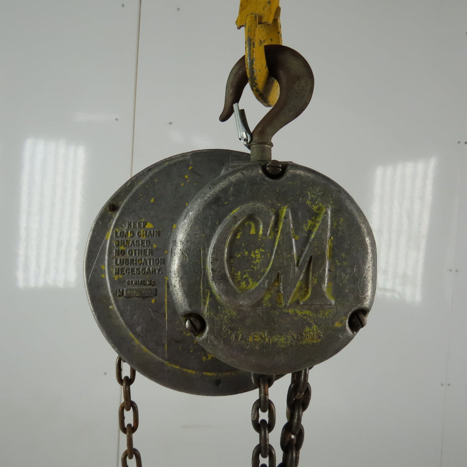 CM Model M Cyclone 1 Ton Manual Chain Fall Hoist 30' Lift 10' Pendant Chain