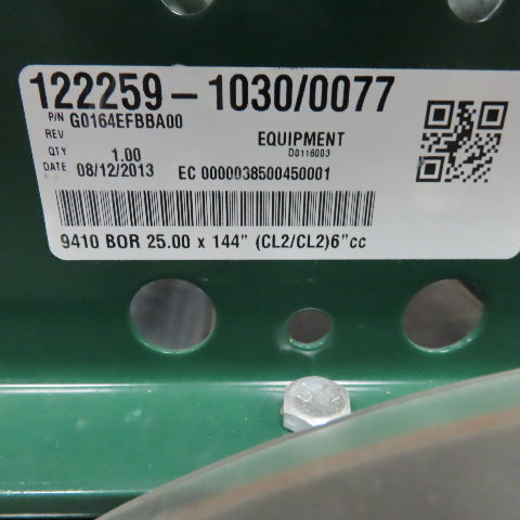 Rapistan Dematic 25" x 144 " Center Drive Belt Over Roller Conveyor 60 FPM 3Ph