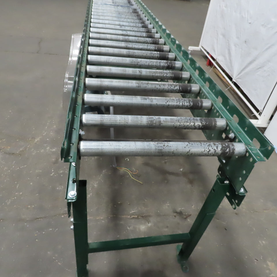 Rapistan Dematic 25" x 144 " Center Drive Belt Over Roller Conveyor 60 FPM 3Ph