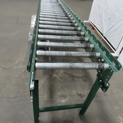 Rapistan Dematic 25" x 144 " Center Drive Belt Over Roller Conveyor 60 FPM 3Ph