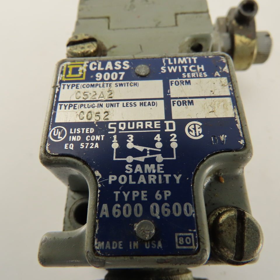 Square D C52A2 Type 6P Rocker Arm Limit Switch