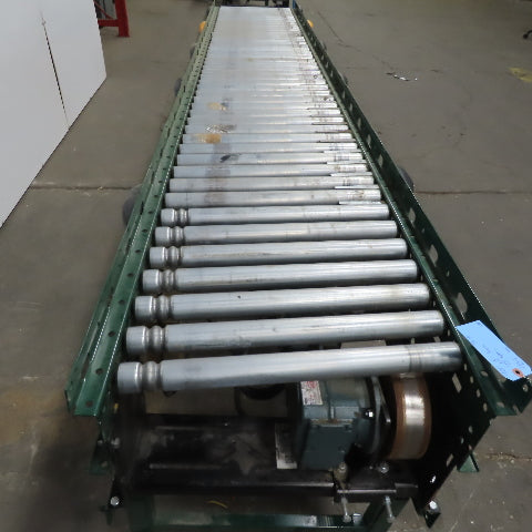 Rapistan Dematic Live Roller Accumulation Conveyor 25"x144" 75 FPM W/Legs