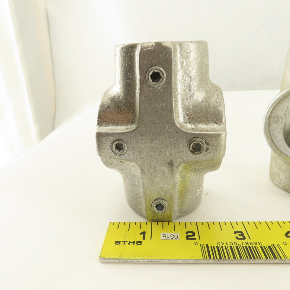 Speed Rail 1-5/8" Aluminum Slip On Frame Cross 4 Way Thru Hole Lot Of 2