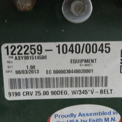 Rapistan Dematic 25" 45° Live Powered Roller Curve Conveyor V-Belt Slave Driven