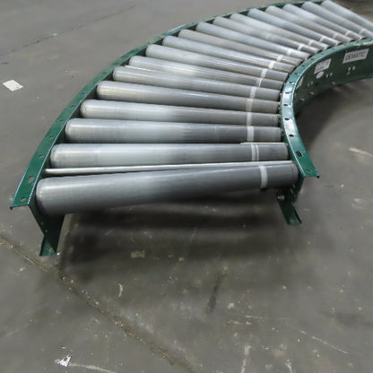 Rapistan Dematic 25" 45° Live Powered Roller Curve Conveyor V-Belt Slave Driven