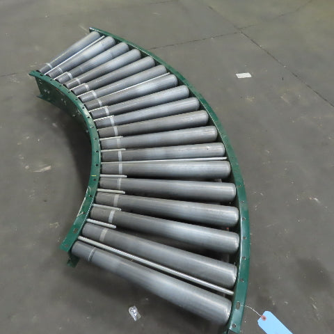 Rapistan Dematic 25" 45° Live Powered Roller Curve Conveyor V-Belt Slave Driven