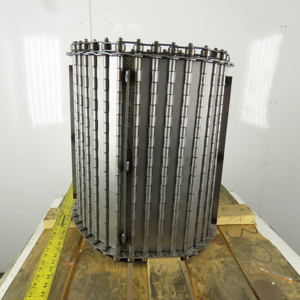 Hennig 22" Wide x 16'6" Stainless Steel Chip Conveyor Hinged Chain Spike Cleat
