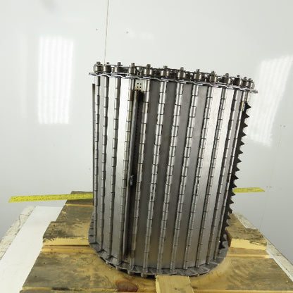 Hennig 22" Wide x 16'6" Stainless Steel Chip Conveyor Hinged Chain Spike Cleat