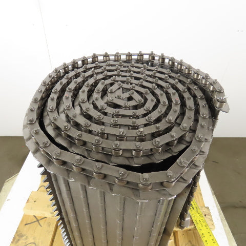 Hennig 22" Wide x 16'6" Stainless Steel Chip Conveyor Hinged Chain Spike Cleat