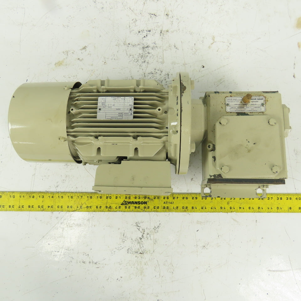 Grove Gear VHMQ224-3 5:1 Ratio 348 RPM 2.9Hp 208-480V 50/60Hz Gear Motor