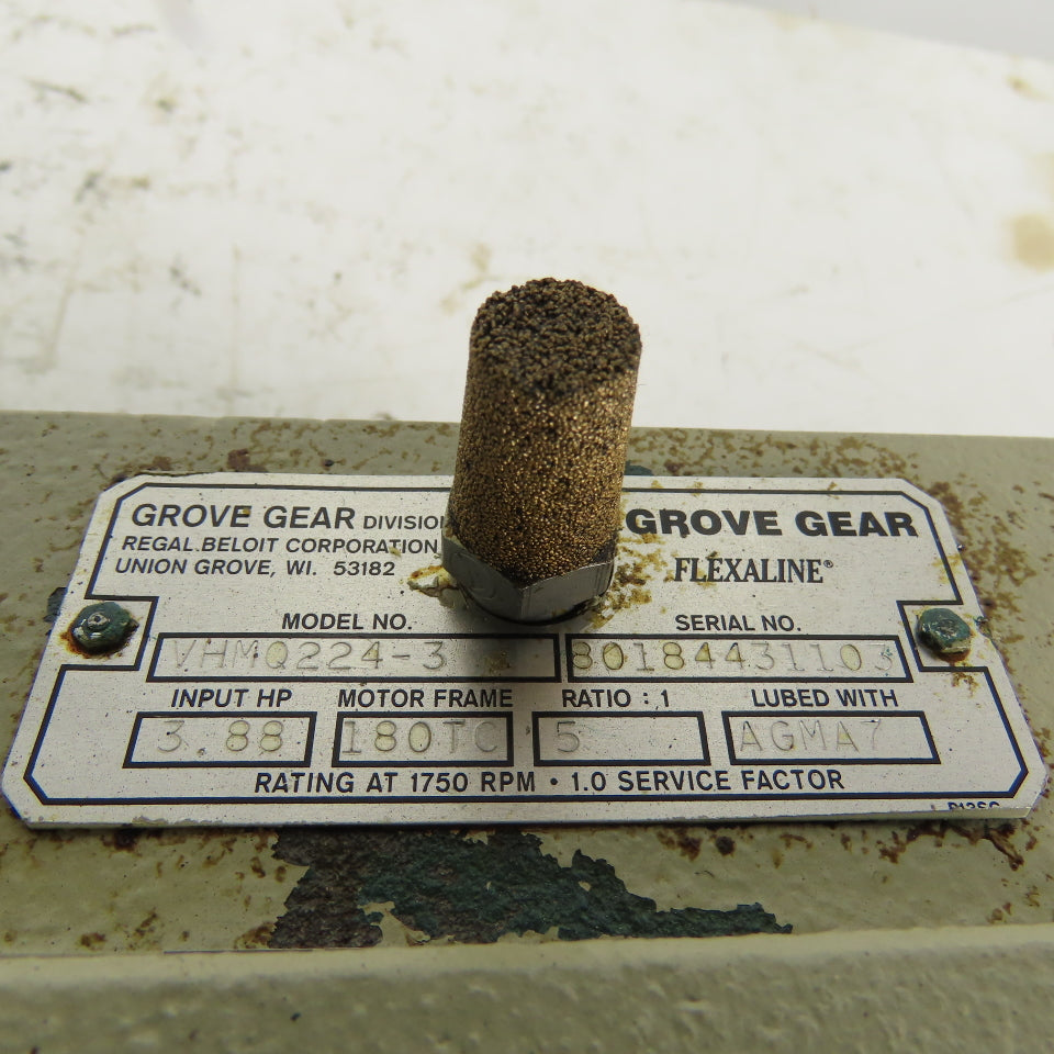 Grove Gear VHMQ224-3 5:1 Ratio 348 RPM 2.9Hp 208-480V 50/60Hz Gear Motor