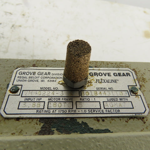 Grove Gear VHMQ224-3 5:1 Ratio 348 RPM 2.9Hp 208-480V 50/60Hz Gear Motor