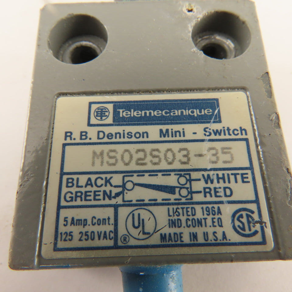 Telemecanique MS02S03 35 120/250VAC 5A Cam Roller Plunger Limit Switch