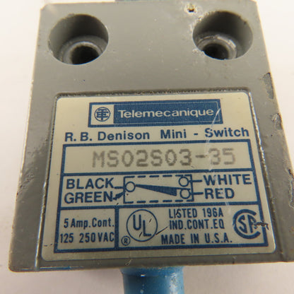 Telemecanique MS02S03 35 120/250VAC 5A Cam Roller Plunger Limit Switch