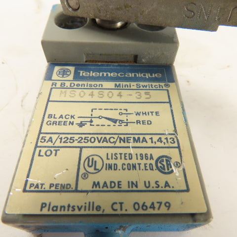 Telemecanique MS04S04 35 120/250VAC 5A Cam Roller Rocker Limit Switch