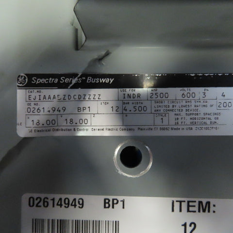 General Electric Spectra Series 2500 Amp 600V 3Ph 4-1/2" Bar Width Busway Elbow