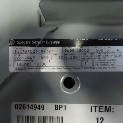General Electric Spectra Series 2500 Amp 600V 3Ph 4-1/2" Bar Width Busway Elbow