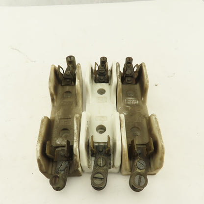 Union Multi 2520 388-424 Ceramic Fuse Holder 30A 600V Lot Of 3