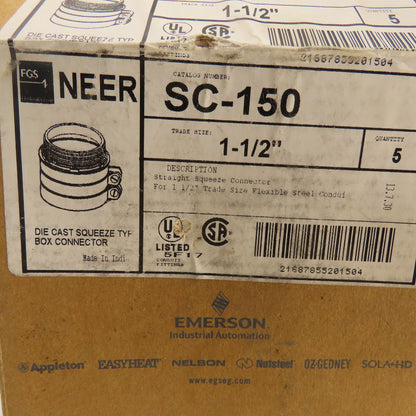 Emerson SC-150 1-1/2" EMT Box Connector Compression Coupling Lot Of 8