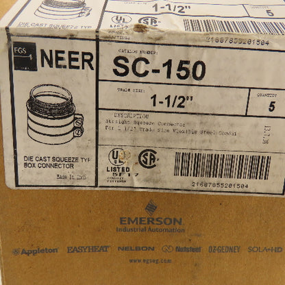 Emerson SC-150 1-1/2" EMT Box Connector Compression Coupling Lot Of 8