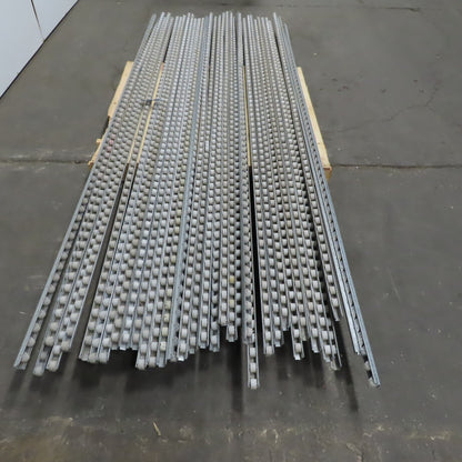 Dematic Rapistan Conveyor Side Guide Rails 120" Long Plastic Roller Wheel Lot/35