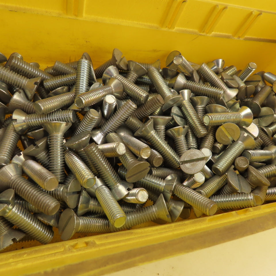 3/8-16 Flat Head Slotted Machine Screw 1-1/4" Thread 1-1/2" OAL Bulk 12Lbs.