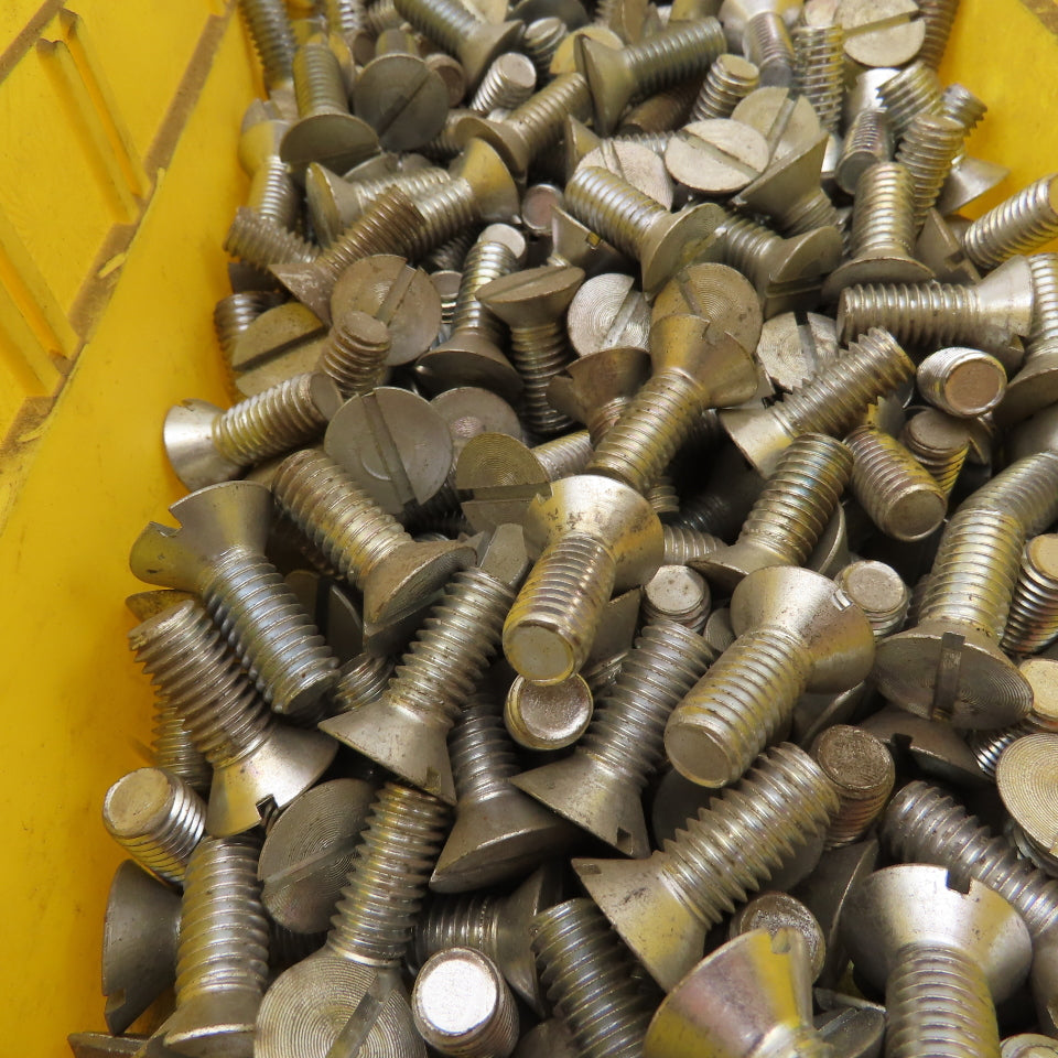 3/8-16 Flat Head Slotted Machine Screw 3/4" Thread Length Bulk 18 Lbs.