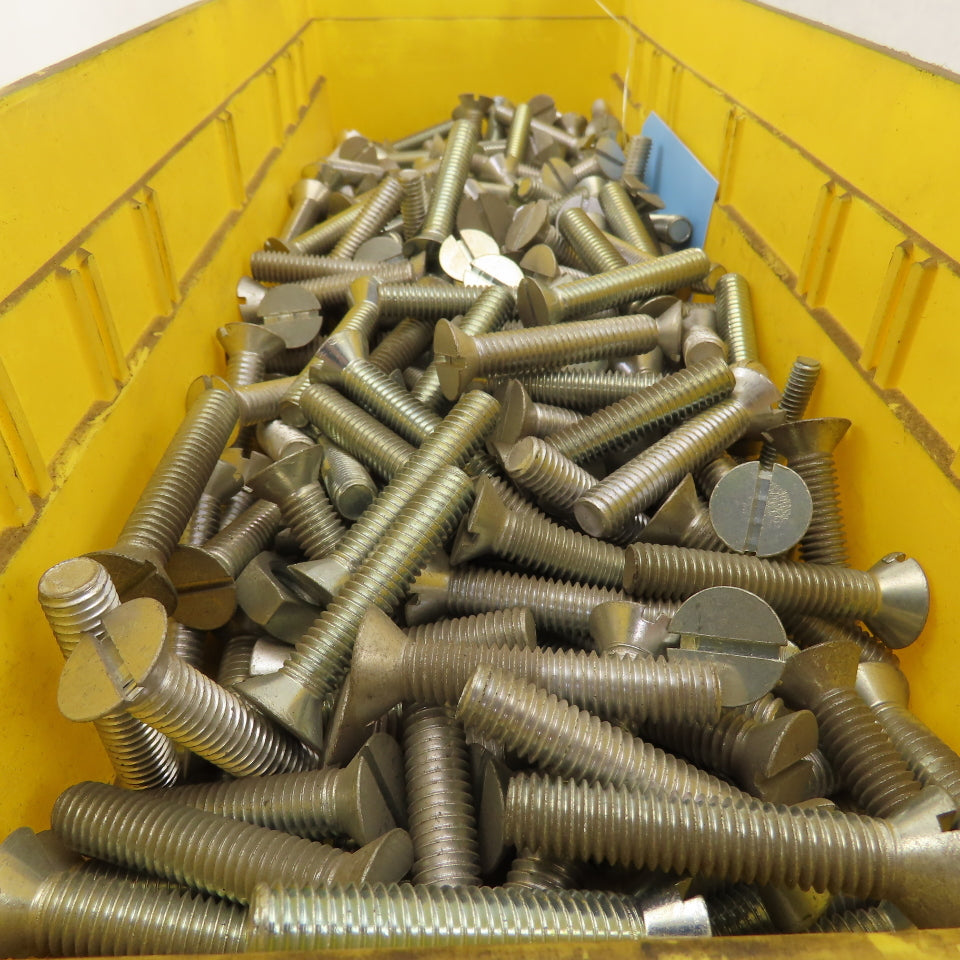 3/8-16 Flat Head Slotted Machine Screw 2" Full Length Bulk 14 Lbs.