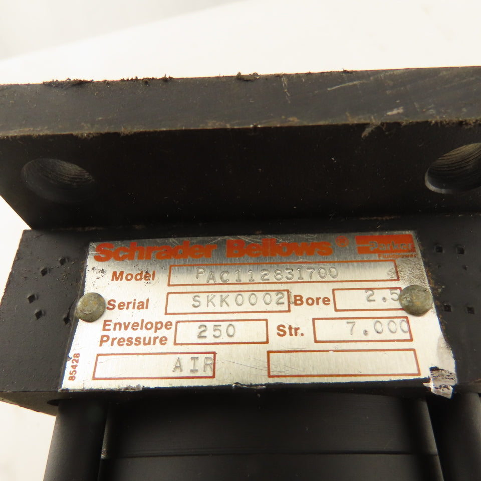 Schrader Bellows PAC112831700 2-1/2" Bore 7" Stroke Double Acting Air Cylinder