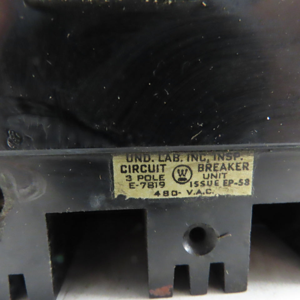 Westinghouse EP-58 30A Molded Case Circuit Breaker 480V 3 Pole