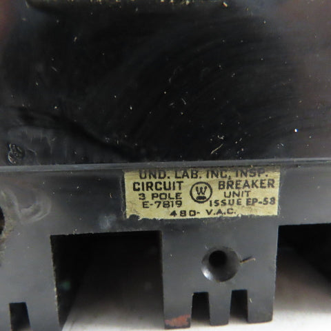 Westinghouse EP-58 30A Molded Case Circuit Breaker 480V 3 Pole