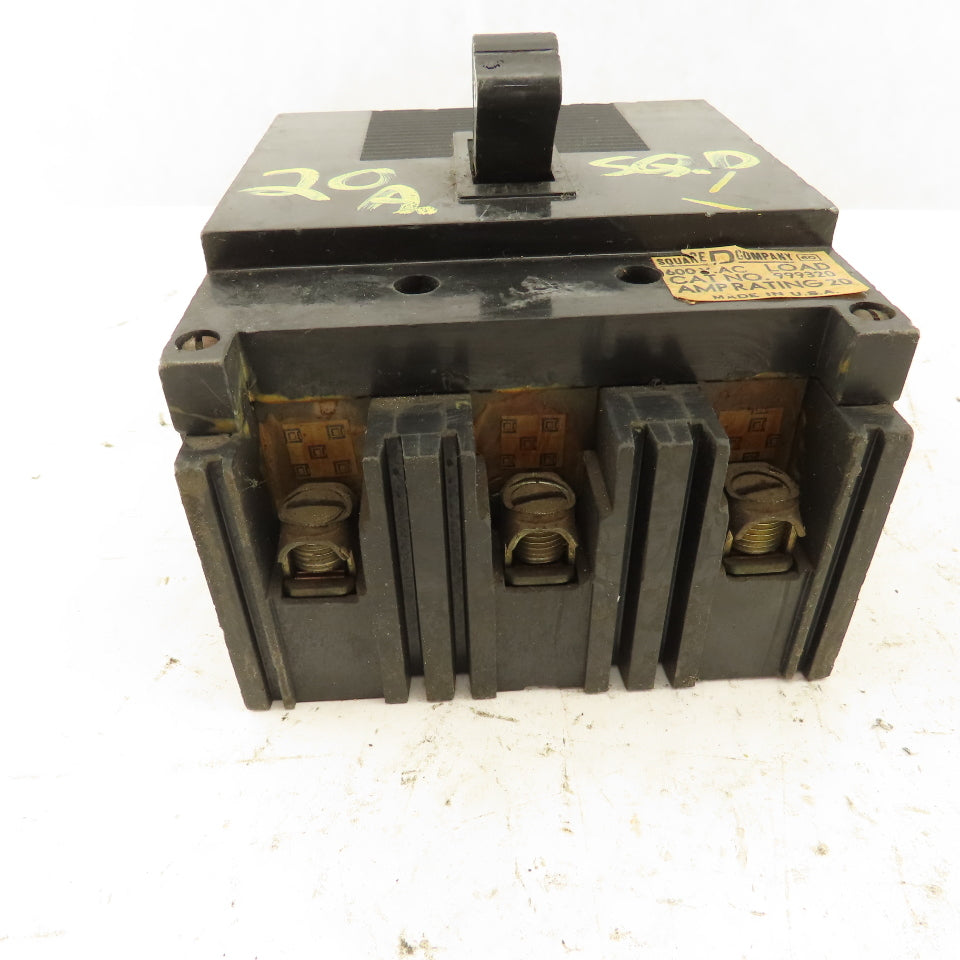 Square D 999320 20A Molded Case Circuit Breaker 600V 3 Pole
