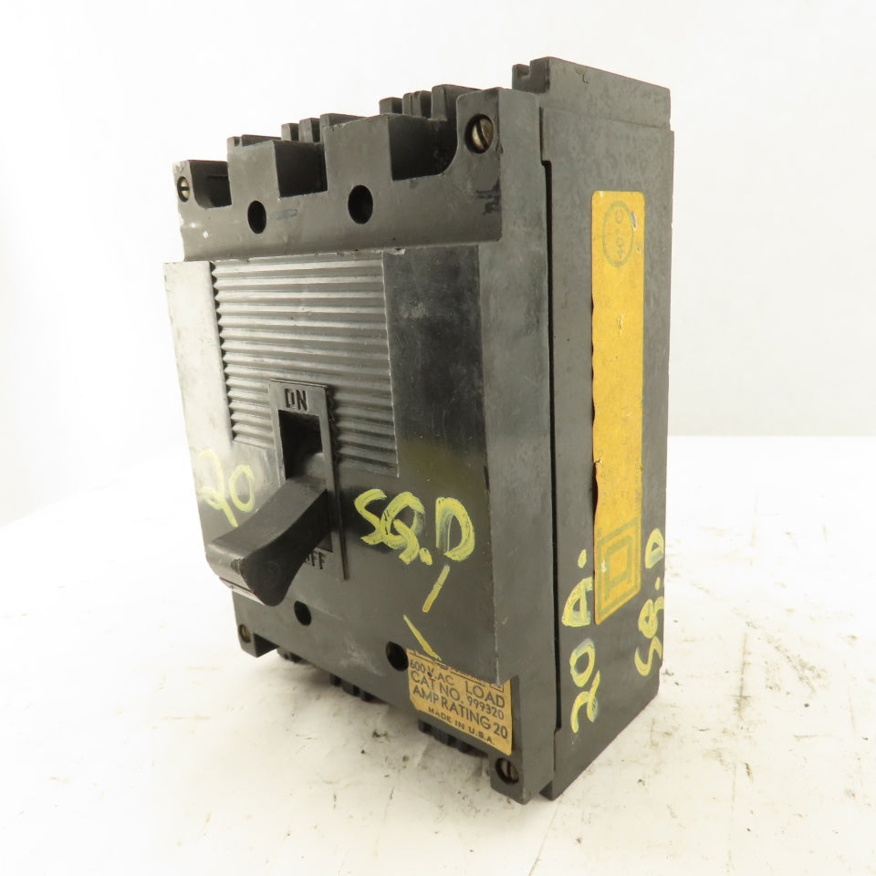 Square D 999320 20A Molded Case Circuit Breaker 600V 3 Pole