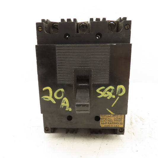 Square D 999320 20A Molded Case Circuit Breaker 600V 3 Pole