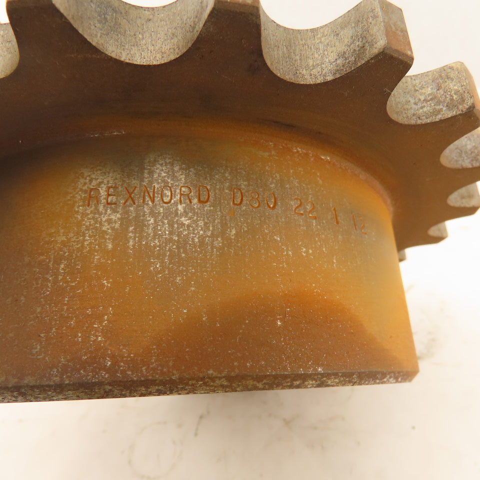 Rexnord D80 22 1 12 #80 Roller Chain Coupling Hub 1-1/8 Stock Bore 7-1/4" OD 22T