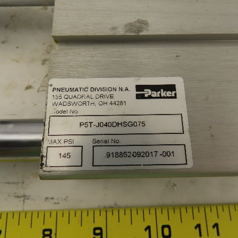 Parker P5T-J040DHSG075 3" Stroke Guided Air Cylinder 16mm Rod 145PSI Max.