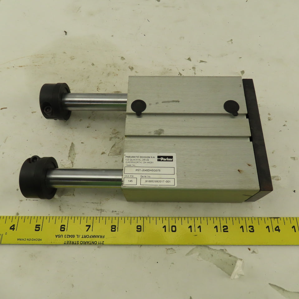 Parker P5T-J040DHSG075 3" Stroke Guided Air Cylinder 16mm Rod 145PSI Max.